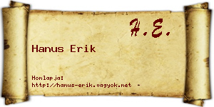 Hanus Erik névjegykártya